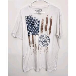 GALT USA Flag Patriotic Short Sleeve T-shirt Men's XL White 1118